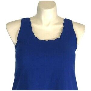 ARLOH Tank Top MED Royal Blue High Low A Line Scallop Trim Vibrant Blouse